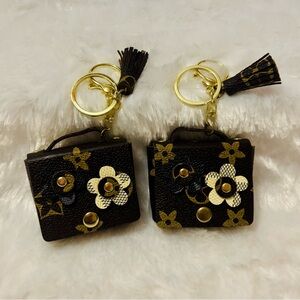 Fashion Jewelry Gold and Brown Floral Key Holder Set